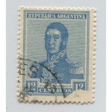 ARGENTINA 1917 GJ 447 ESTAMPILLA USADA CON IMPRESIÓN PARCIAL SOBRE GOMA